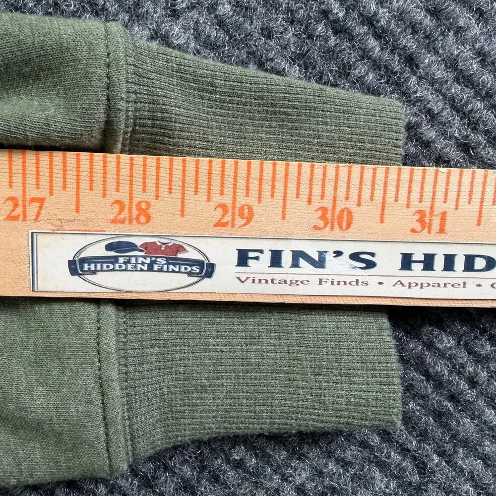 The North Face Hoodie Mens Medium Olive Green Big Logo Pullover Sweatshirt